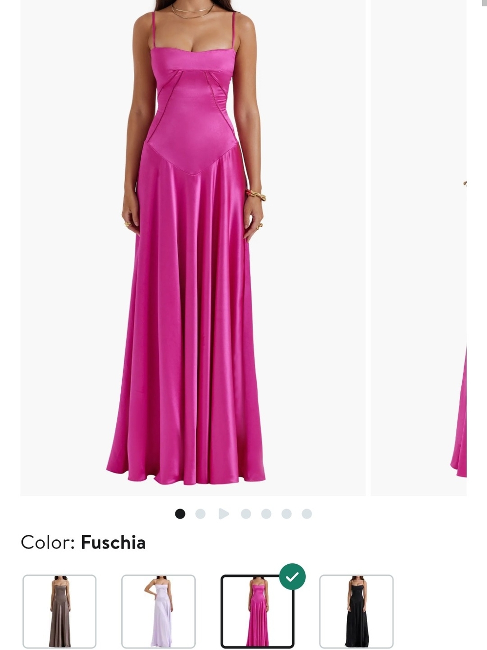 House of CB Fuchsia Satin Maxi Dress